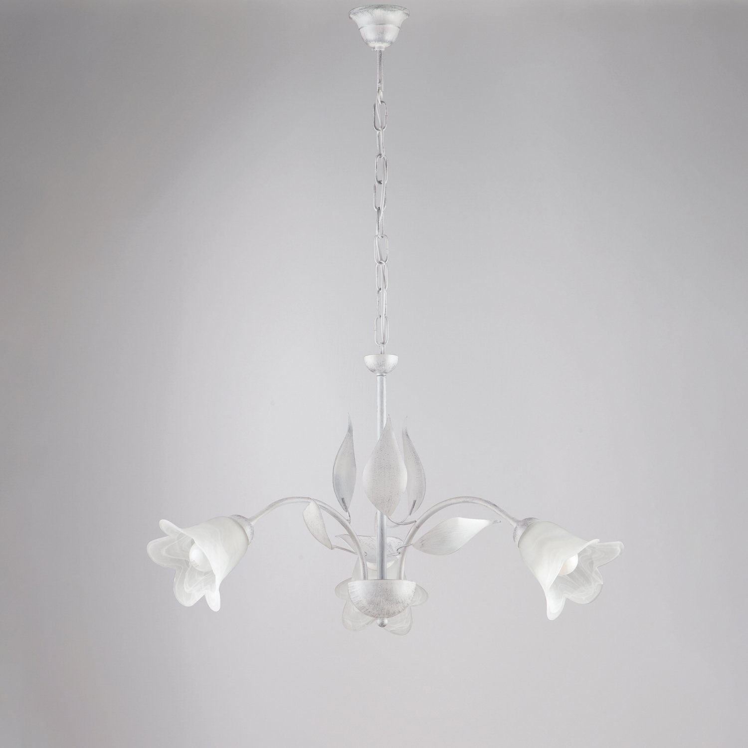 Araña 3 Luces Olga Hierro Soplado Y Vidrio Blanco Y Plisado