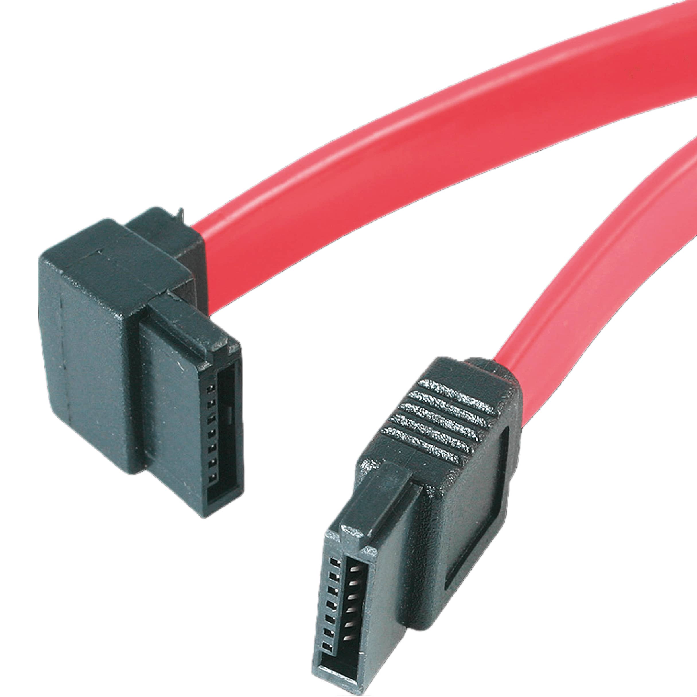 CABLEPELADO Cable SATA II | Cable de Datos | SATA II Serial ATA 3.0 Gbit/s | Cable sata plano | Cable de Conexión interno HDD SSD disco duro | Sata conexón recto | Rojo (90º sin anclajes)