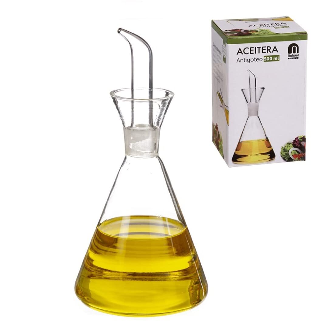 DAMDAM GO Aceitera antigoteo Cristal 500 CC en Caja, 500ml