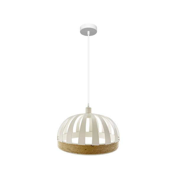FABRILAMP Lámpara de techo colgante Pienza 1xe27 Blanco/natural Regx35x35cm