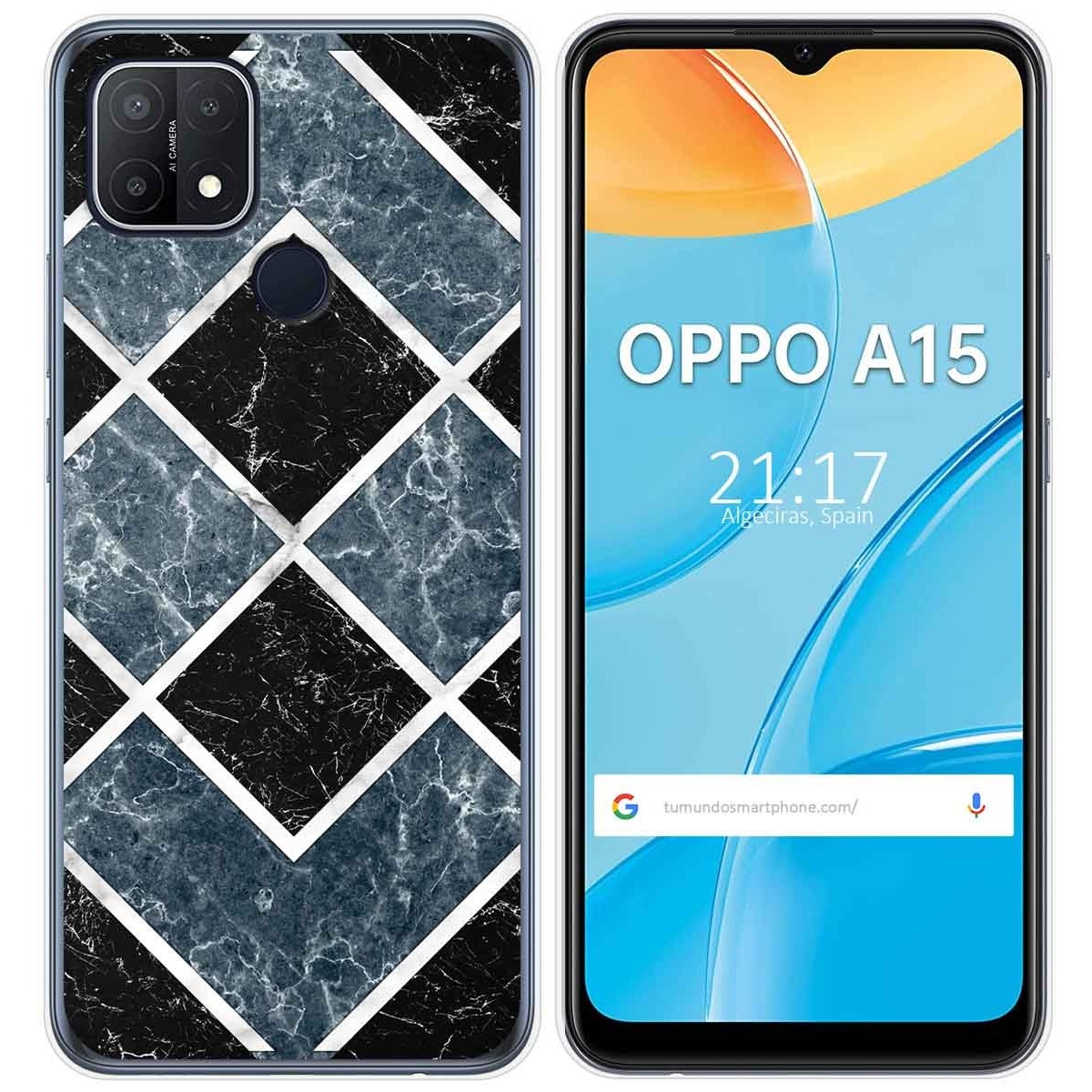 Tumundosmartphone Funda Gel Tpu para Oppo A15 diseño Mármol 06 Dibujos