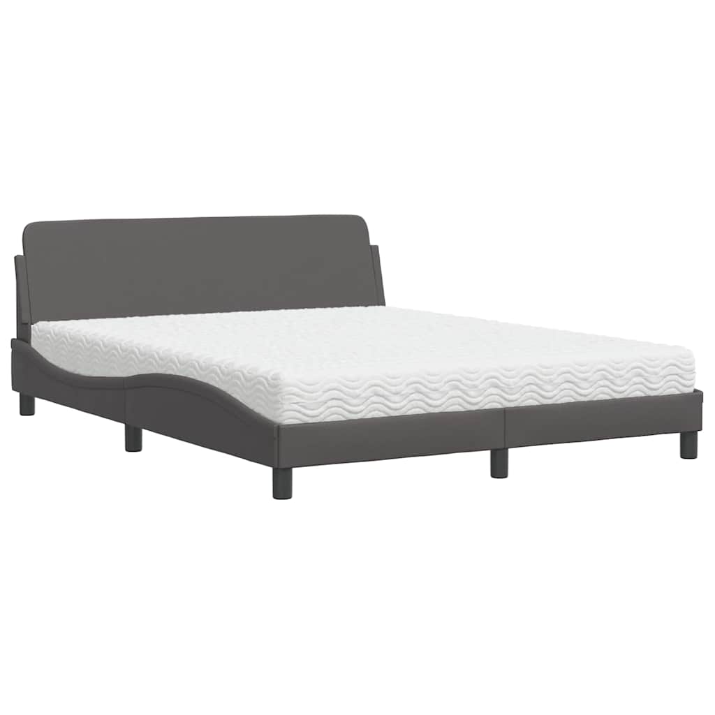 vidaXL Cama con colchón Dover cuero sintético gris 160x200 cm
