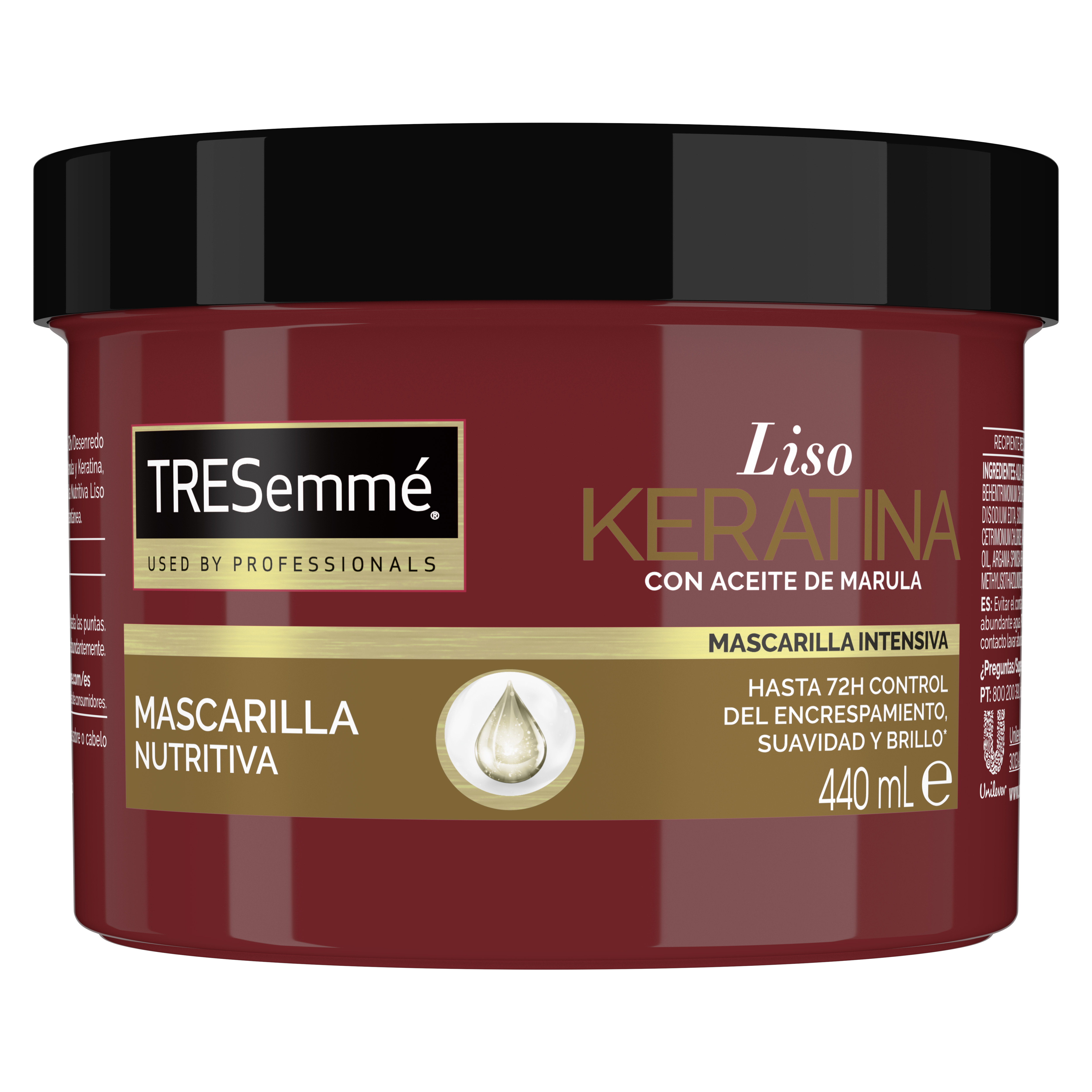 Tresemmé - TRESemmé Mascarilla Liso Keratina para cabellos secos y con tendencia a encresparse con aceite de marula y keratina 440ml