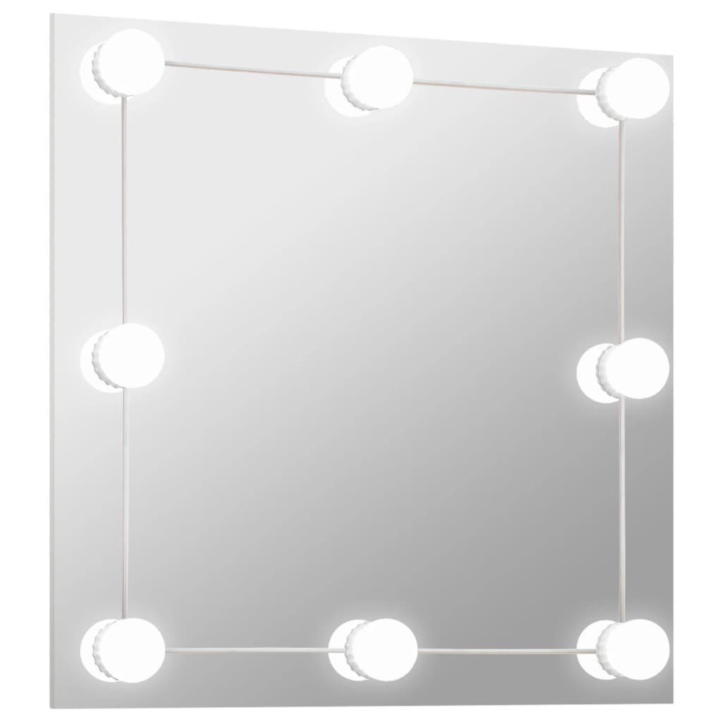 vidaXL Espejo de Pared con Luces LED Cuadrado de Vidrio Pasillo Cuarto de Baño Dimensiones 40 x 40 cm,  30 x 60 cm,  50 x 50 cm y mas