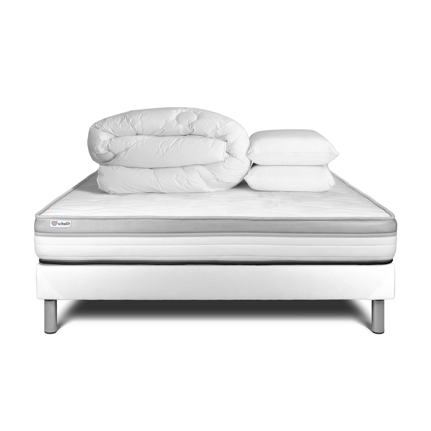 Pack cama completa - Colchón 200x200cm + Somier con láminas (kit) + 2 almohadas + Edredón - Vital Relax