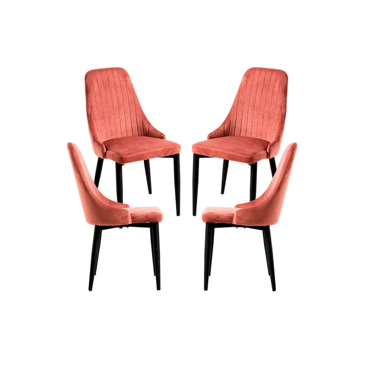 Regalos Miguel - Packs Sillas Comedor - Pack 4 Sillas Kan Terciopelo - Rosa