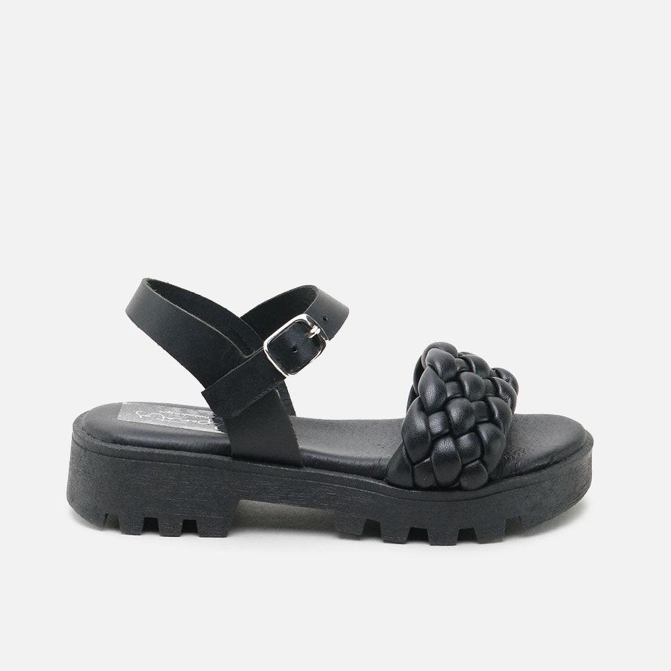 Sandalias Trenza Negro Gel Papanatas | Eli 1957