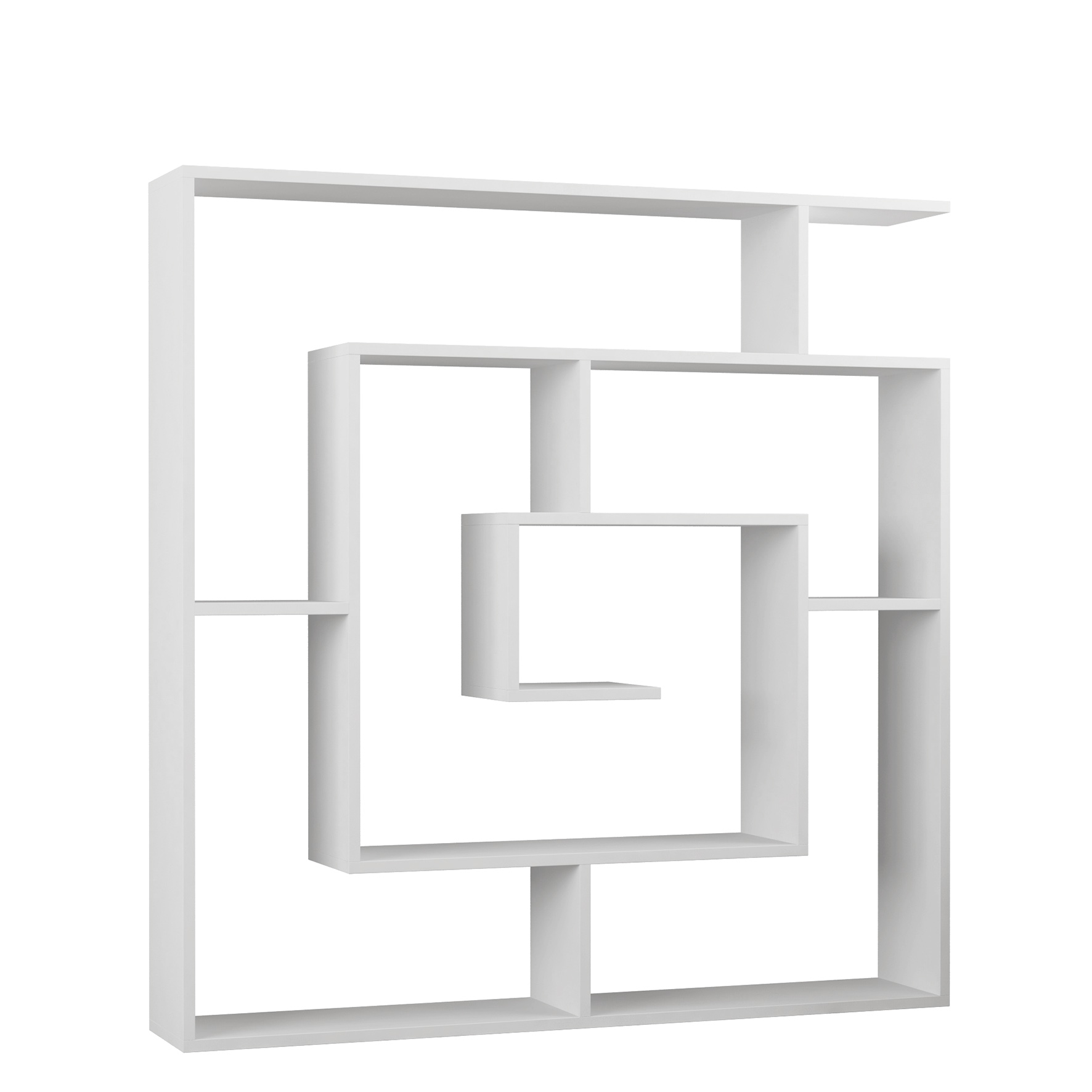 Estantería laberinto. Color Blanco. (Alto 129 cm/Ancho 125 cm/Fondo 32 cm)