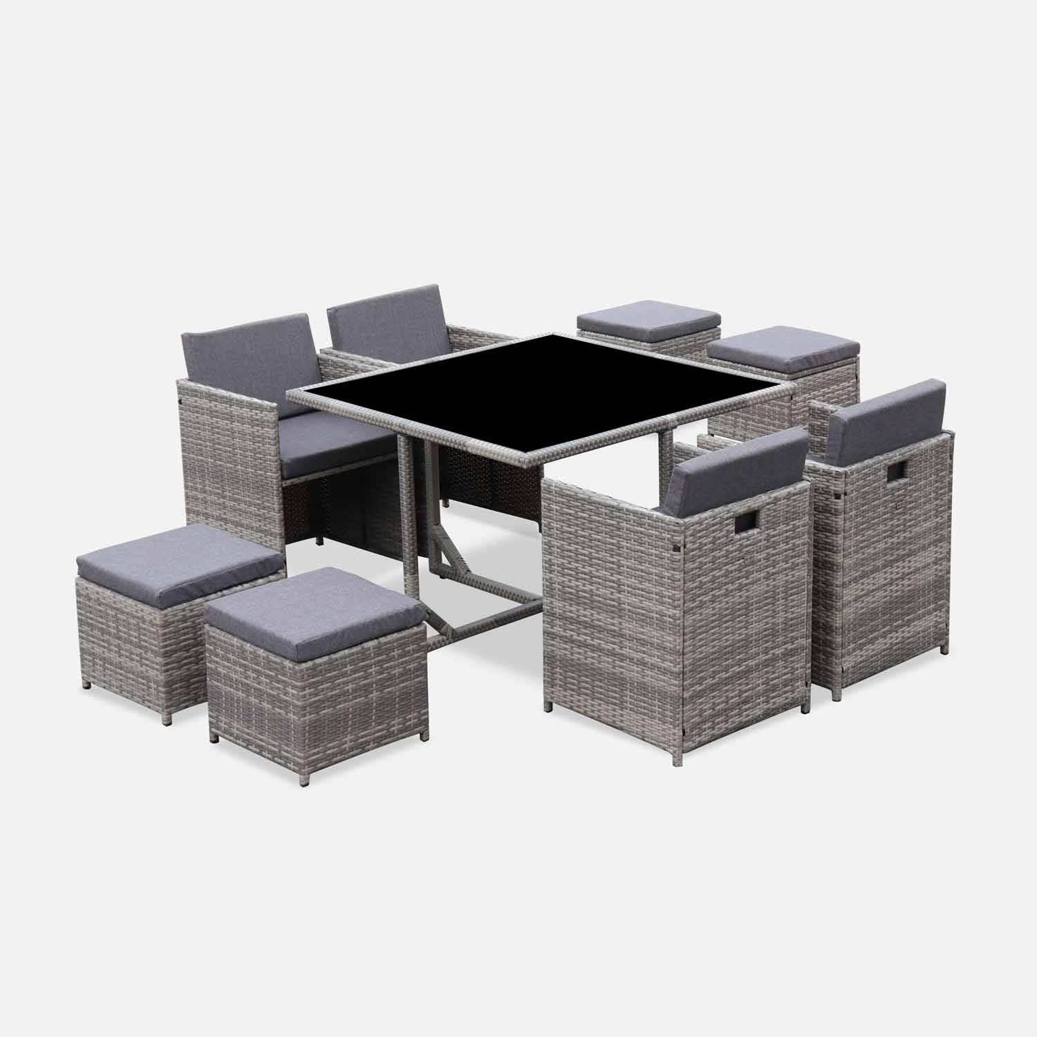 sweeek - Conjunto mesa de jardín de resina, 8 plazas , Vabo 8 , 110x110x73