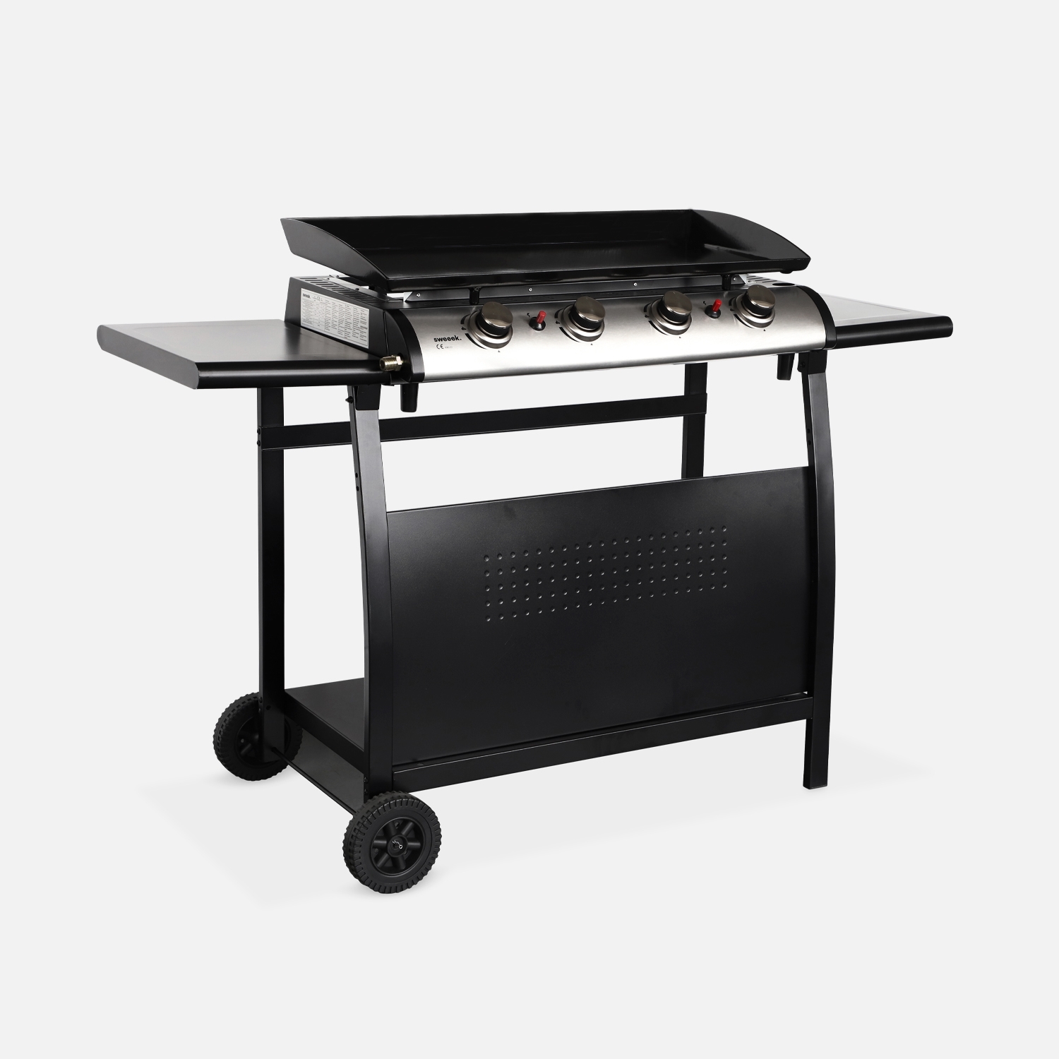 sweeek - Plancha de gas 4 quemadores 10kW + carro , Porthos , 139x55x106