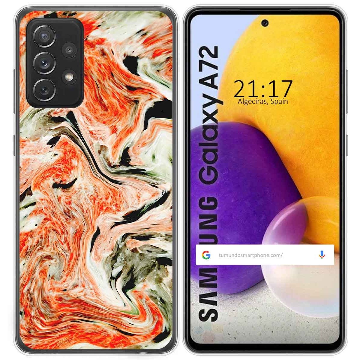 Tumundosmartphone Funda Gel Tpu para Samsung Galaxy A72 diseño Mármol 12 Dibujos
