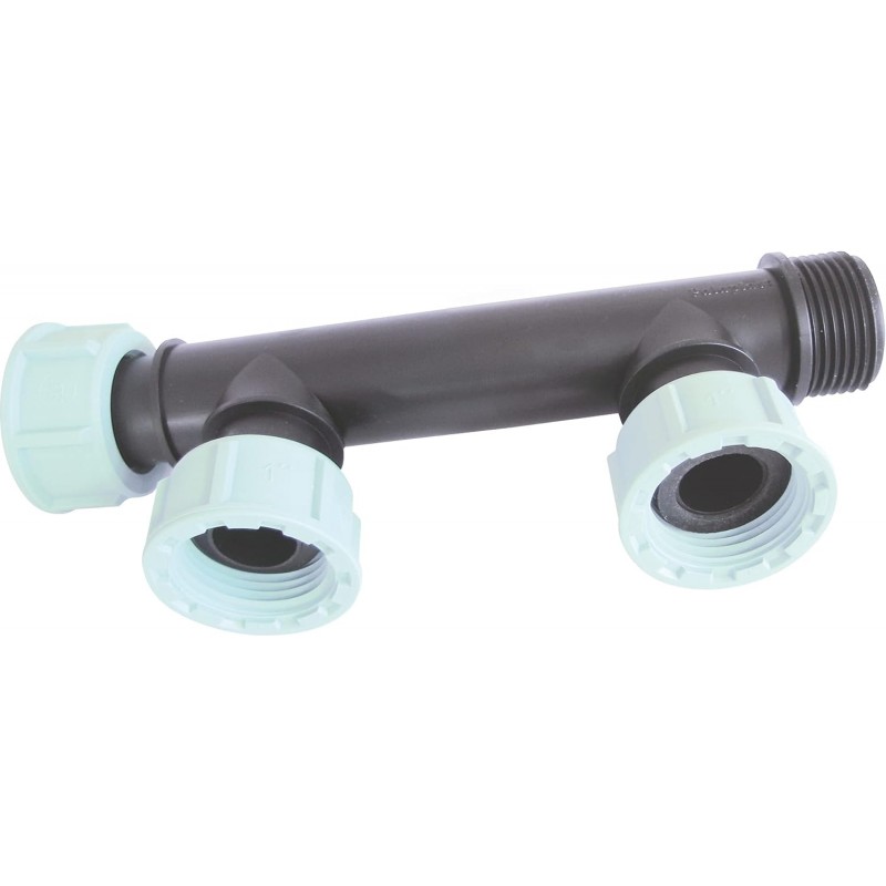 SUINGA Te colector de riego 1'' para 2 o 3 electroválvulas de jardin | Accesorios de Instalación Riego Automático