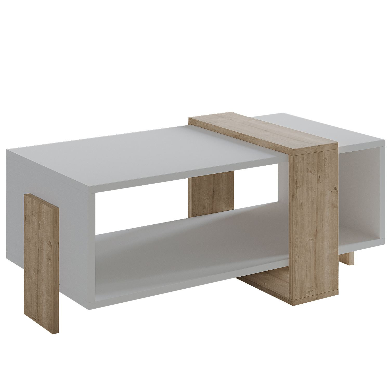 Habitat y Jardin - Mesa baja de madera "Meleni" - 90 x 49 x 40 cm - Blanco