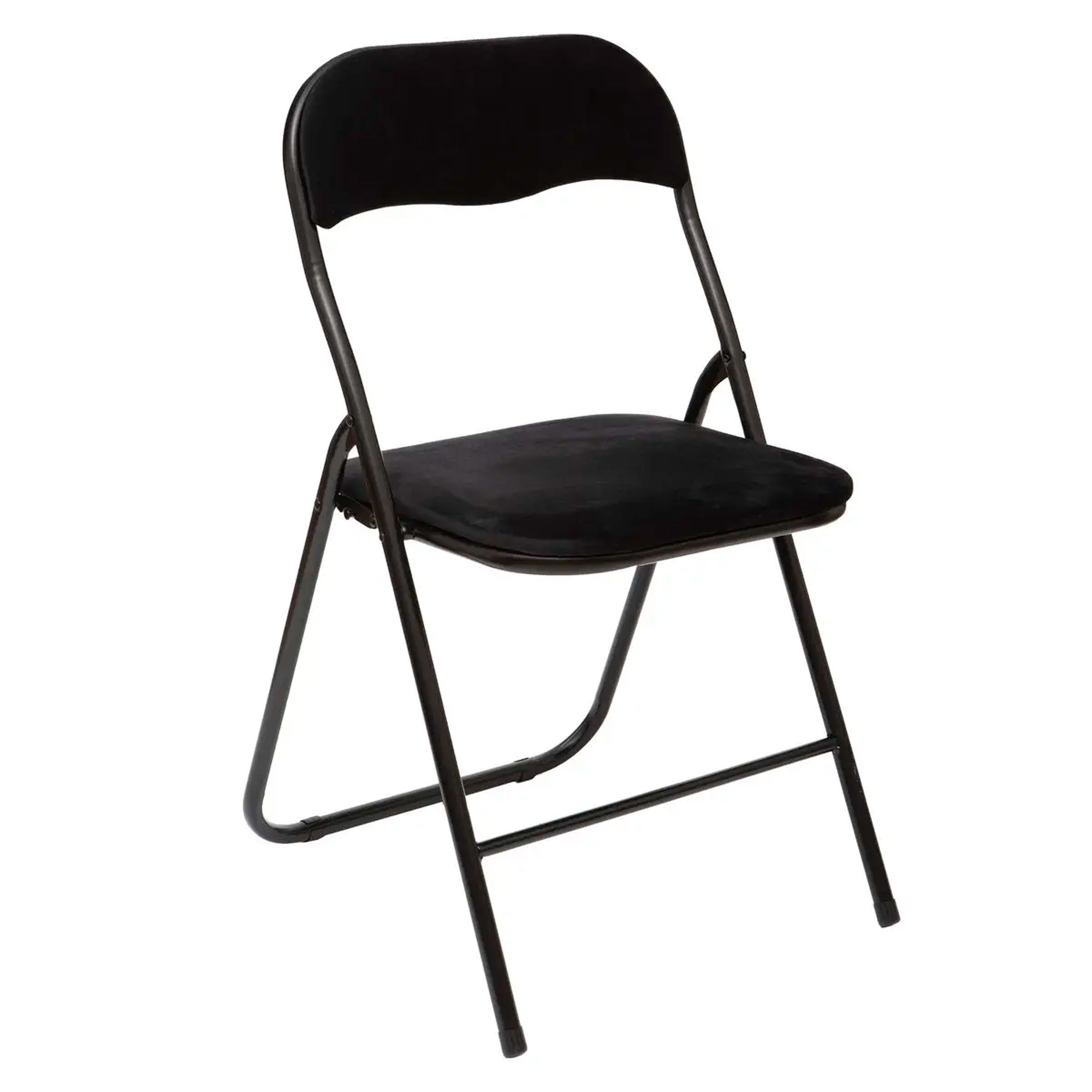 Silla Plegable de Terciopelo Negro - Asiento Cómodo