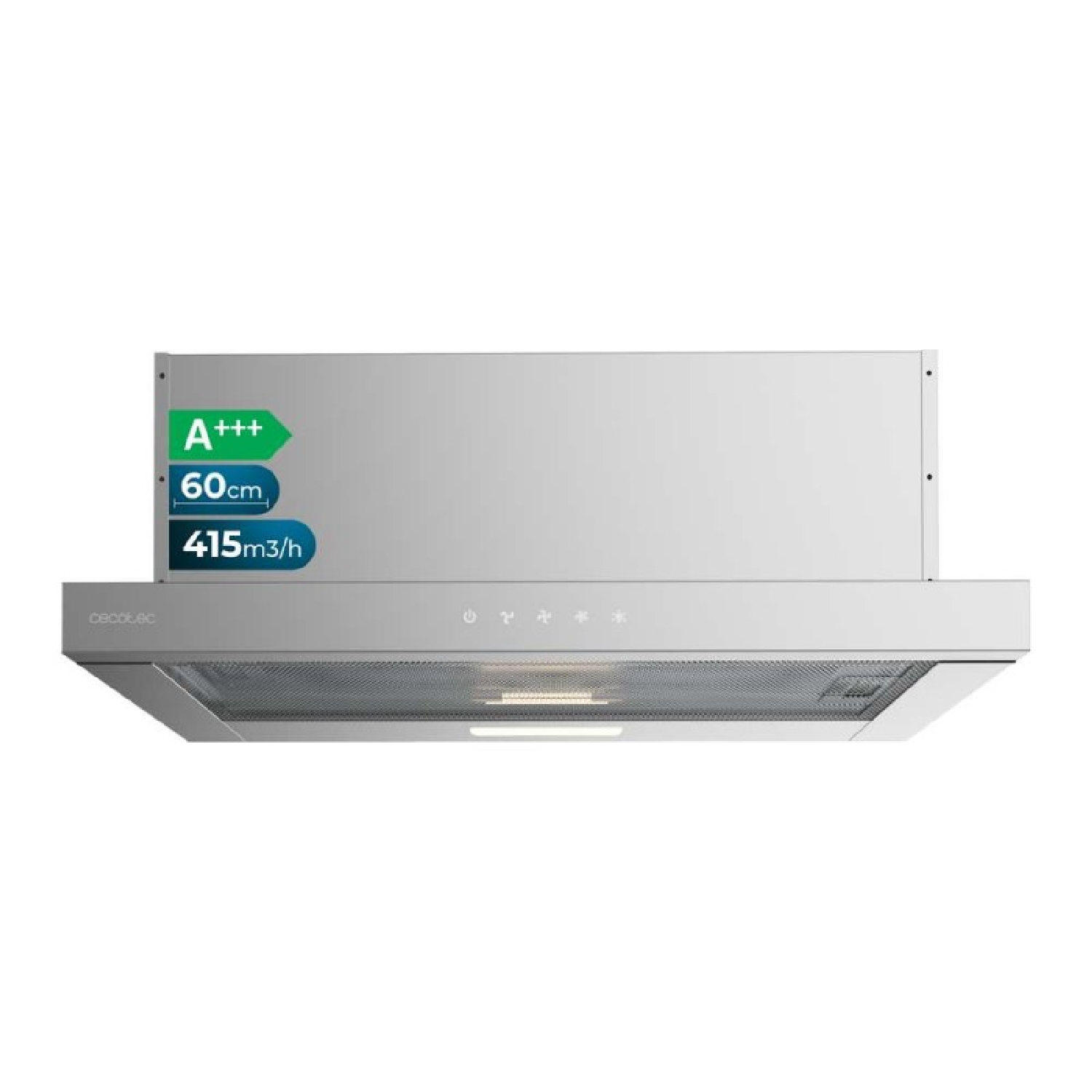 Cecotec Campana Extractora Telescópica 60cm Bolero Flux TLT 604000 Inox A+++. Succión 415m3/h, Motor DC, 3 Velocidades