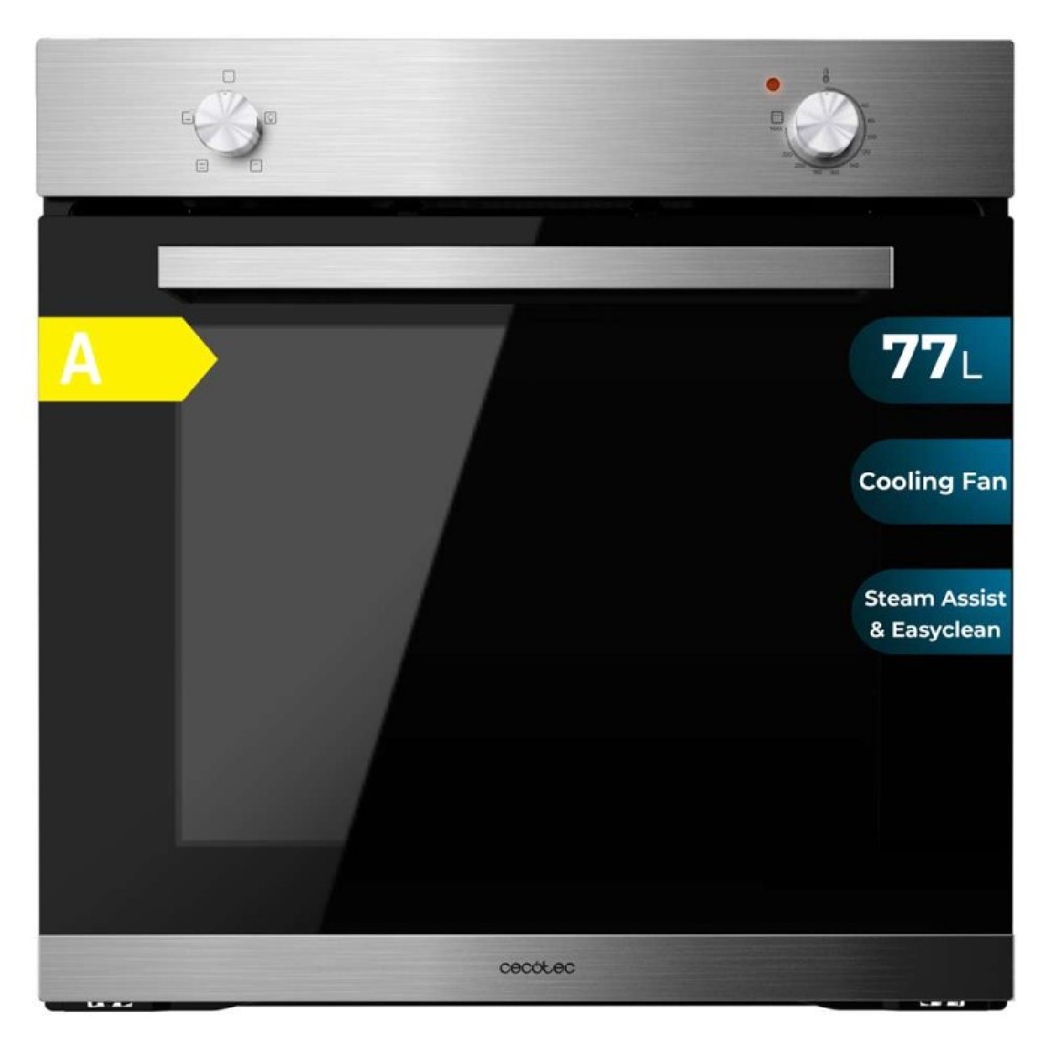 Cecotec Horno Integrable Convencional de 77L Bolero Hexa C126000B. 2800W, Bajo Consumo, 4 Funciones, Cocción y Limpieza Vapor