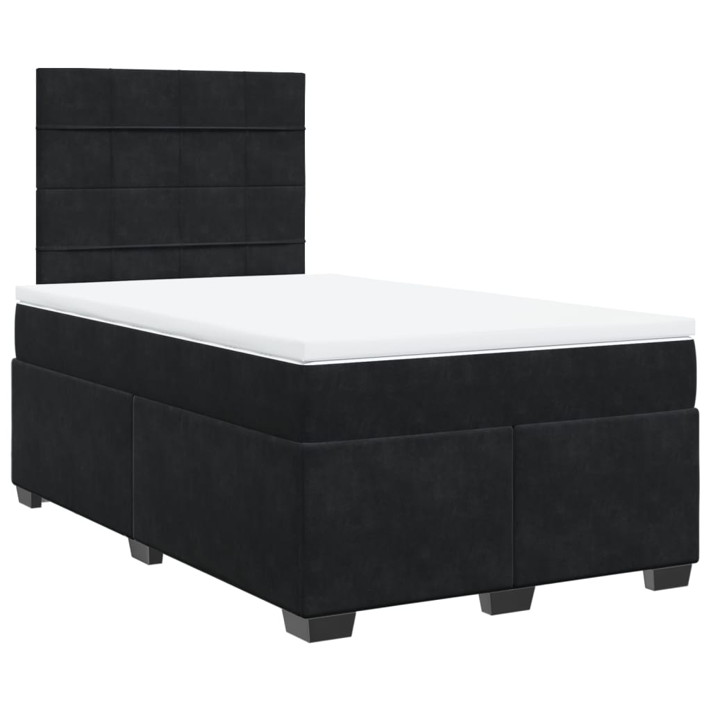 vidaXL Cama box spring con colchón terciopelo negro 120x200 cm