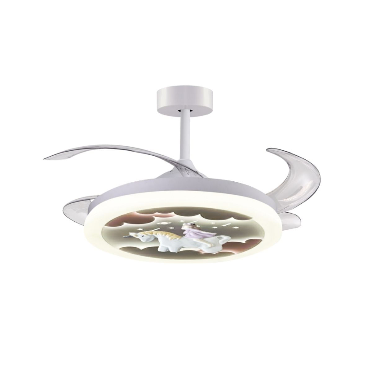 Ventilador de techo infantil Unicornio Bel Air 96W 4 aspas retráctiles blanco Ø91 cm