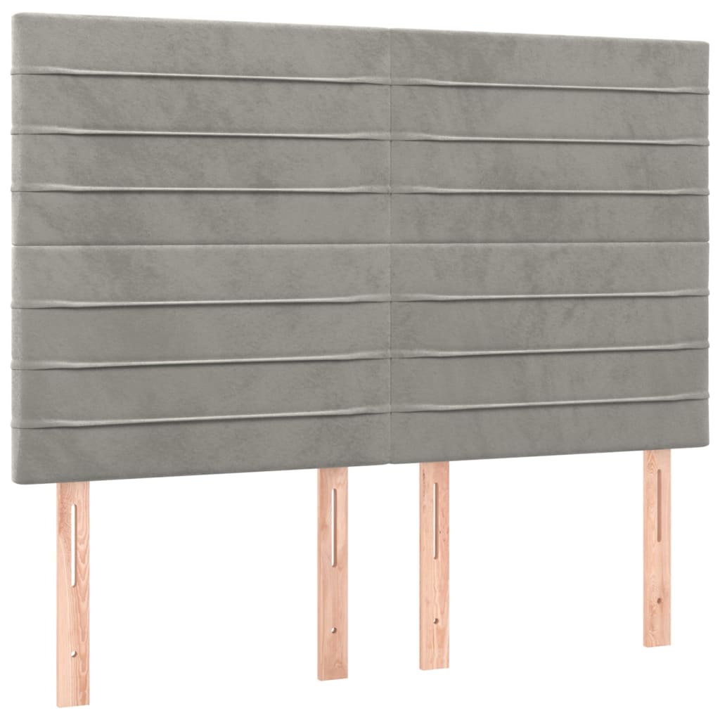 vidaXL Cabecero con luces LED terciopelo gris claro 144x5x118/128 cm