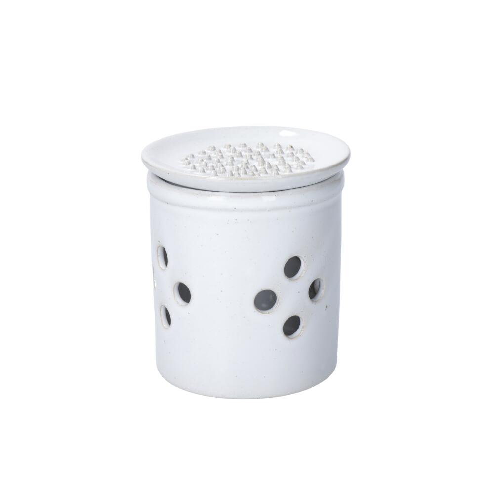 Kitchencraft idilica stoneware chili with lid-grainer, ceramic garlic cream container with ventilation holes and unenamed base