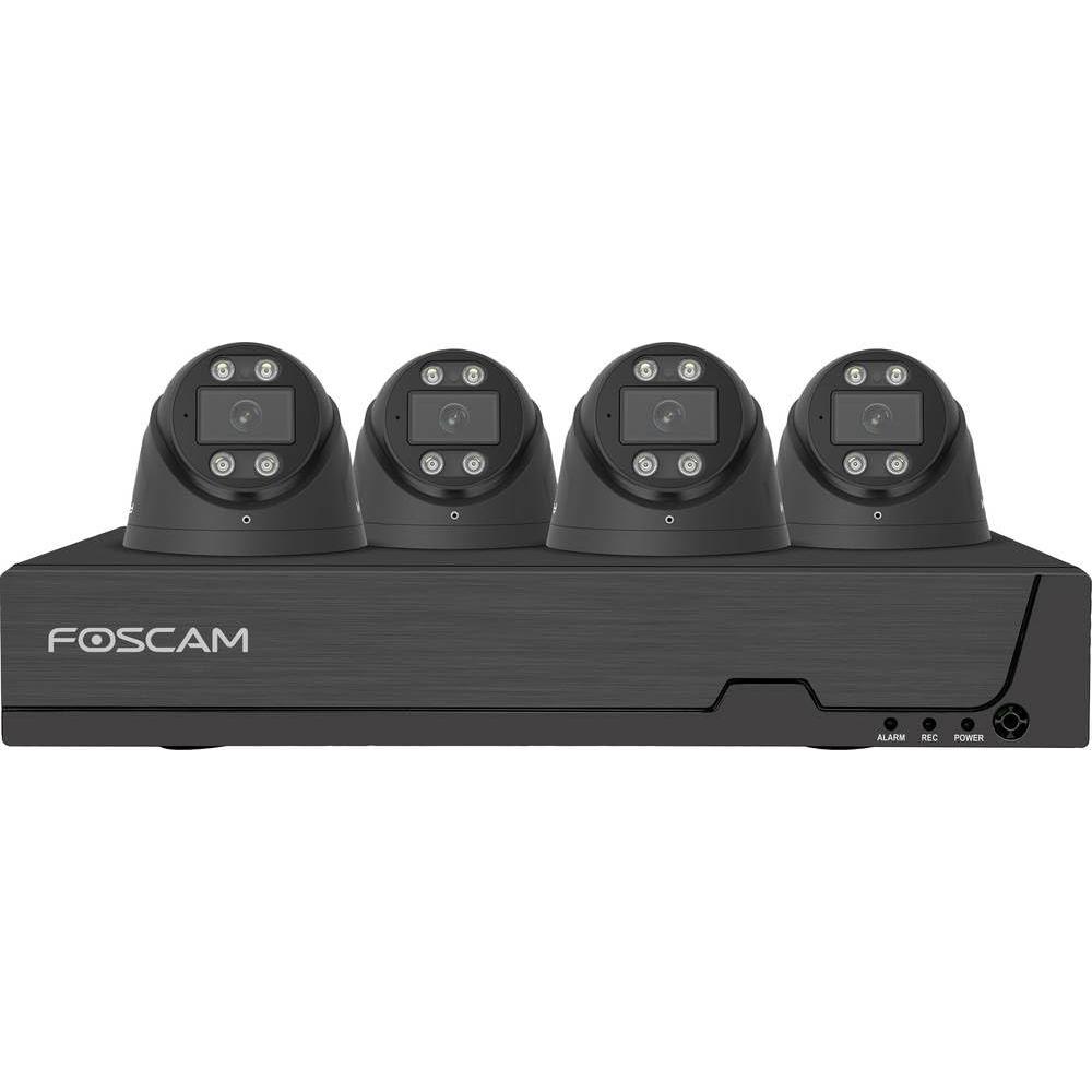 FOSCAM FNA108 E T4 2T (Schwarz, FNA108E 8-Kanal PoE NVR, 4X T8EP Kamera), FNA108ET42Tbk