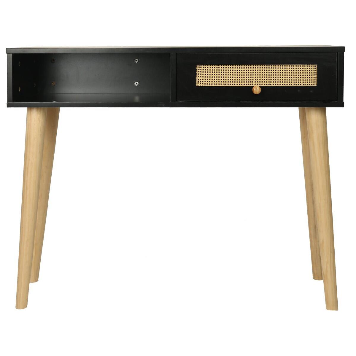 Habitat y Jardin - Consola de caña "Marine" - 100 x 29 x 81 cm - Negro