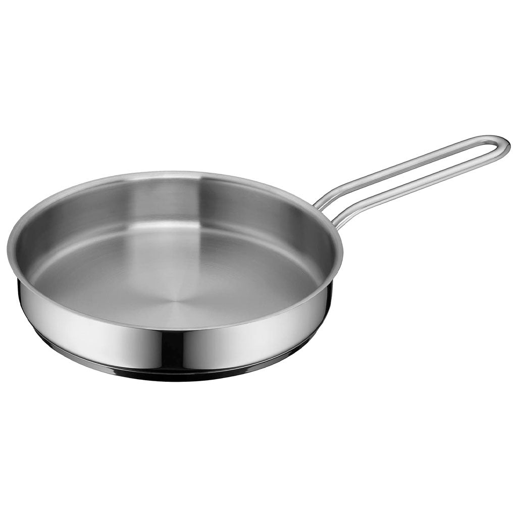 Sartén de Acero Inoxidable 18 cm Mini WMF, Ideal para Tortillas, Salsas y Salteados, Apta para Inducción y Horno hasta 250 °C Fabricada en Acero Inoxidable Cromargan® con Base TransTherm®