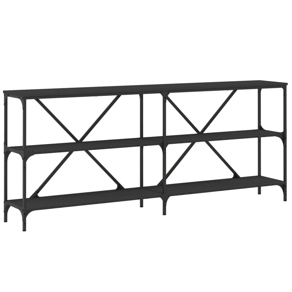vidaXL Mesa consola hierro y madera de ingeniería negro 180x30x75 cm