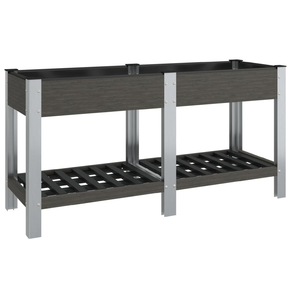 vidaXL Arriate de jardín con estante WPC gris Dimensiones 50 x 50 x 90 cm,  75 x 50 x 90 cm,  200 x 50 x 90 cm y mas