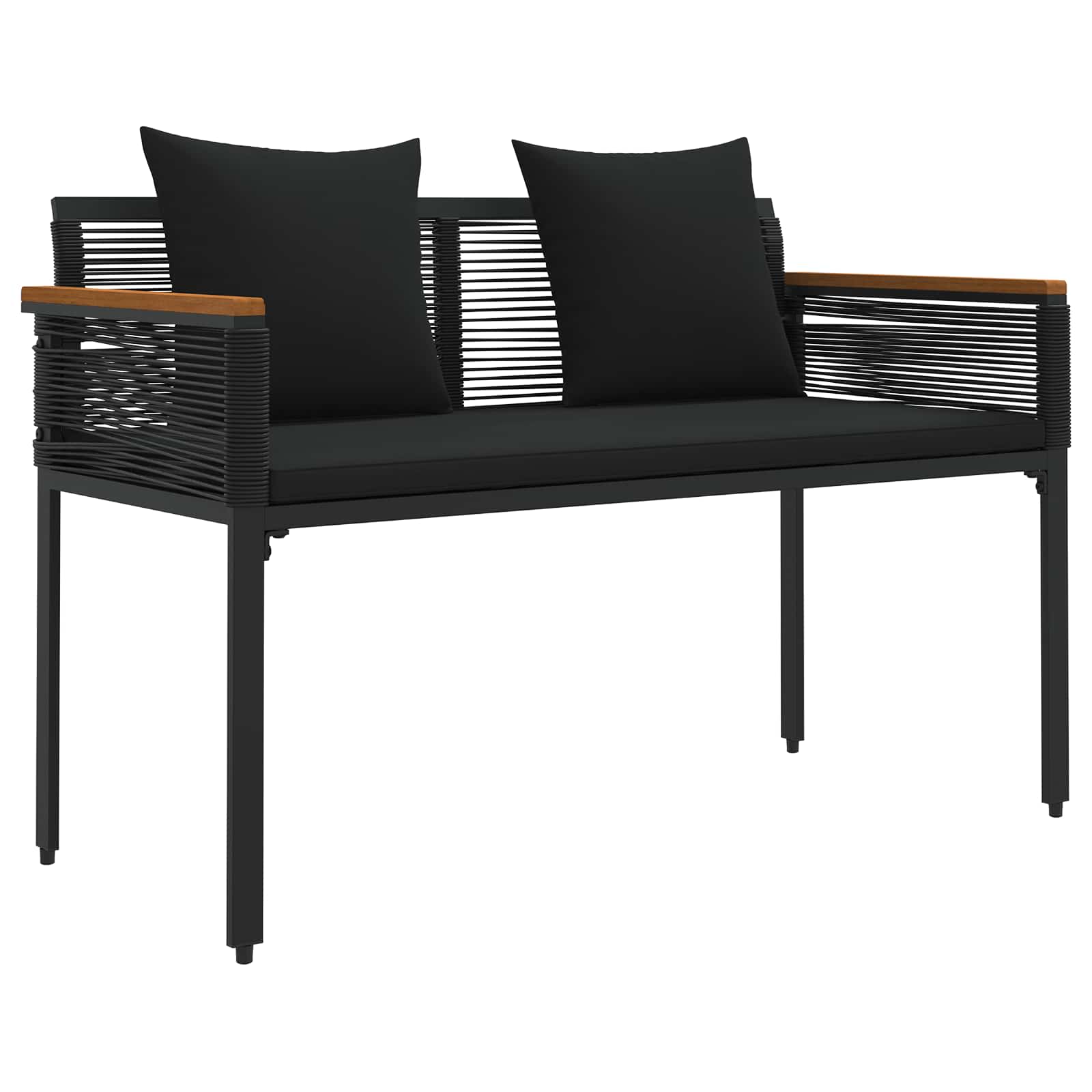 vidaXL Banco de exterior Negro 117 x 54 x 74.5 cm ratán sintético