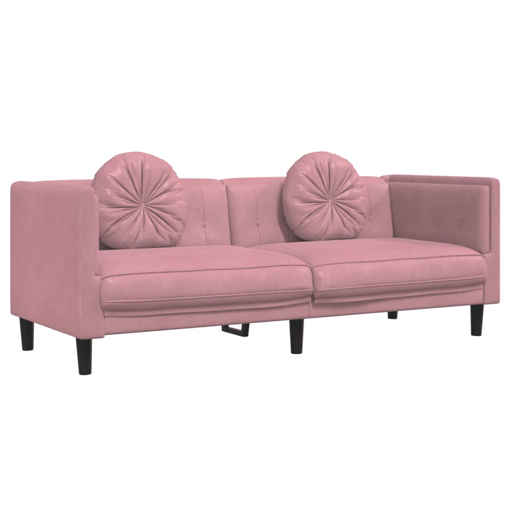 vidaXL Sofá con cojines 3 plazas terciopelo rosa