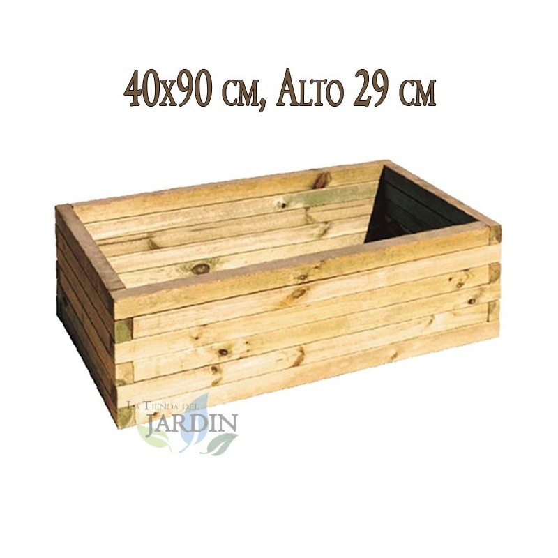 SUINGA Macetero de madera 40x90 cm, alto 29 cm, ideal para jardines y terrazas, macetero de gran tamaño