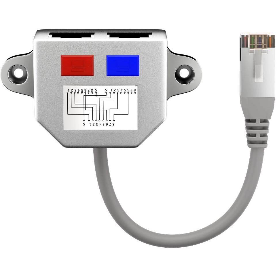 M-Cab 7000918 - Divisor de red (Cat5, Gris, 0,15 m, Macho/Hembra)