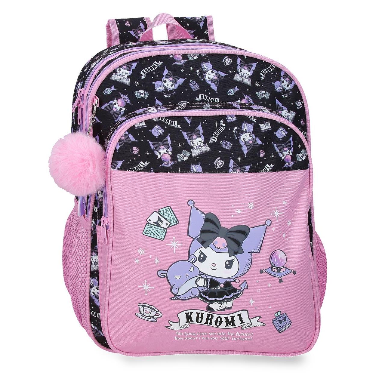 Mochila escolar adaptable a carro Kuromi Fortune Telling 30x40x13cm Rosa