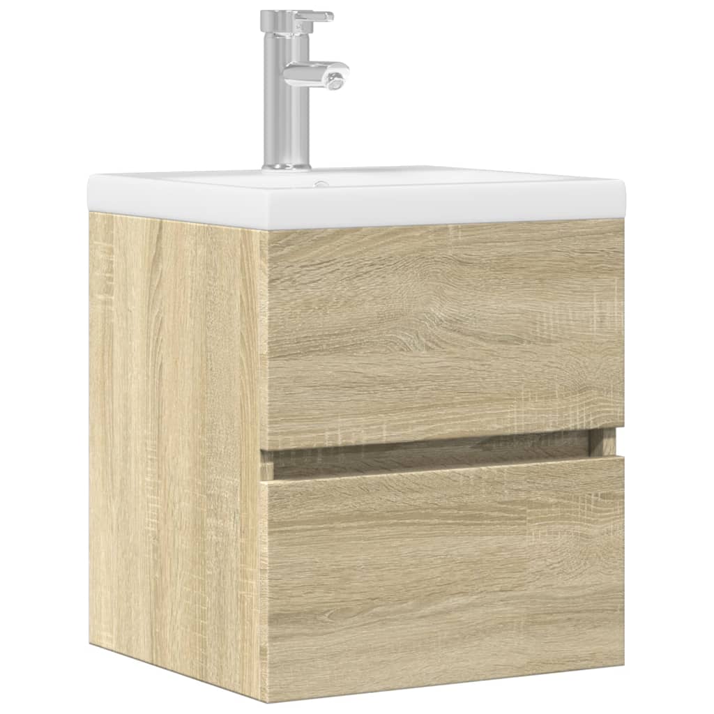 vidaXL Armario para lavabo madera contrachapada 41x38,5x45 cm en color Blanco/Gris hormigón/Gris sonoma y más | almacenamiento funcional diseño moderno para baño dormitorio sala