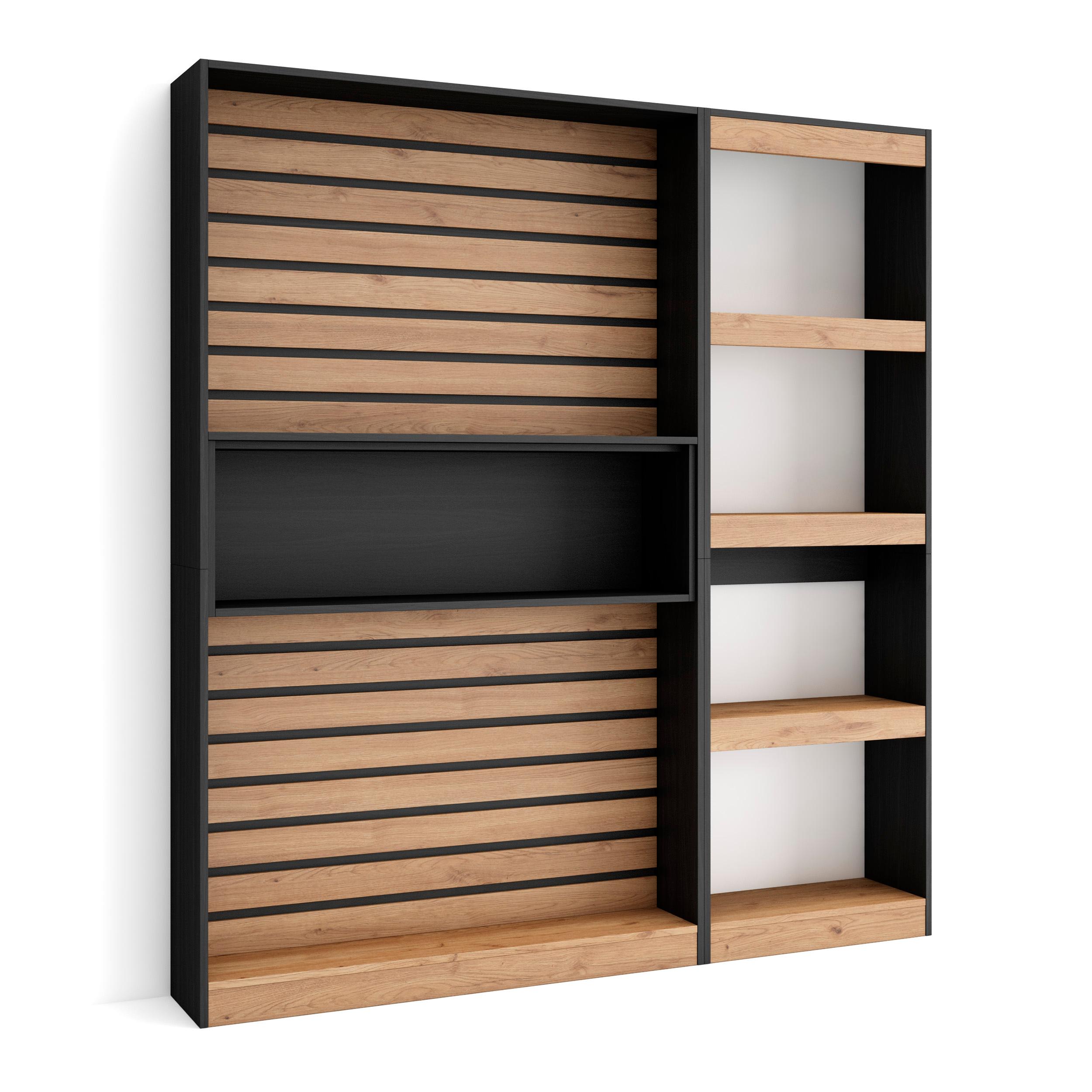 Skraut Home, Librería estantería, Estanteria libros de pared, 170x186x25cm, Salón, Comedor, Con Almacenaje