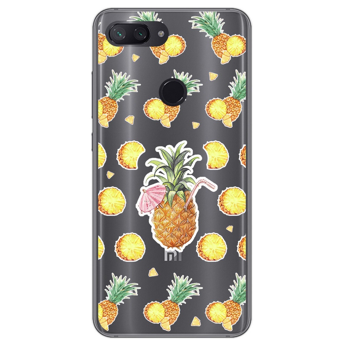 Tumundosmartphone Funda Gel Transparente para Xiaomi Mi 8 Lite diseño Piña Dibujos