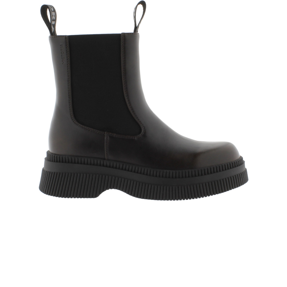 Victoria Dublín Botines de efecto piel negro monocromo con suela gruesa y tirador doble 1301104