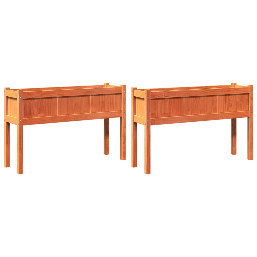 vidaXL Jardineras con patas 2 uds madera maciza de pino cera Color Pino natural,  Pino blanco,  Marrón pino y mas