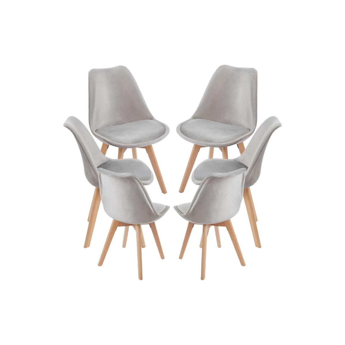 Regalos Miguel - Packs Sillas Comedor - Pack 6 Sillas Synk Terciopelo - Gris claro