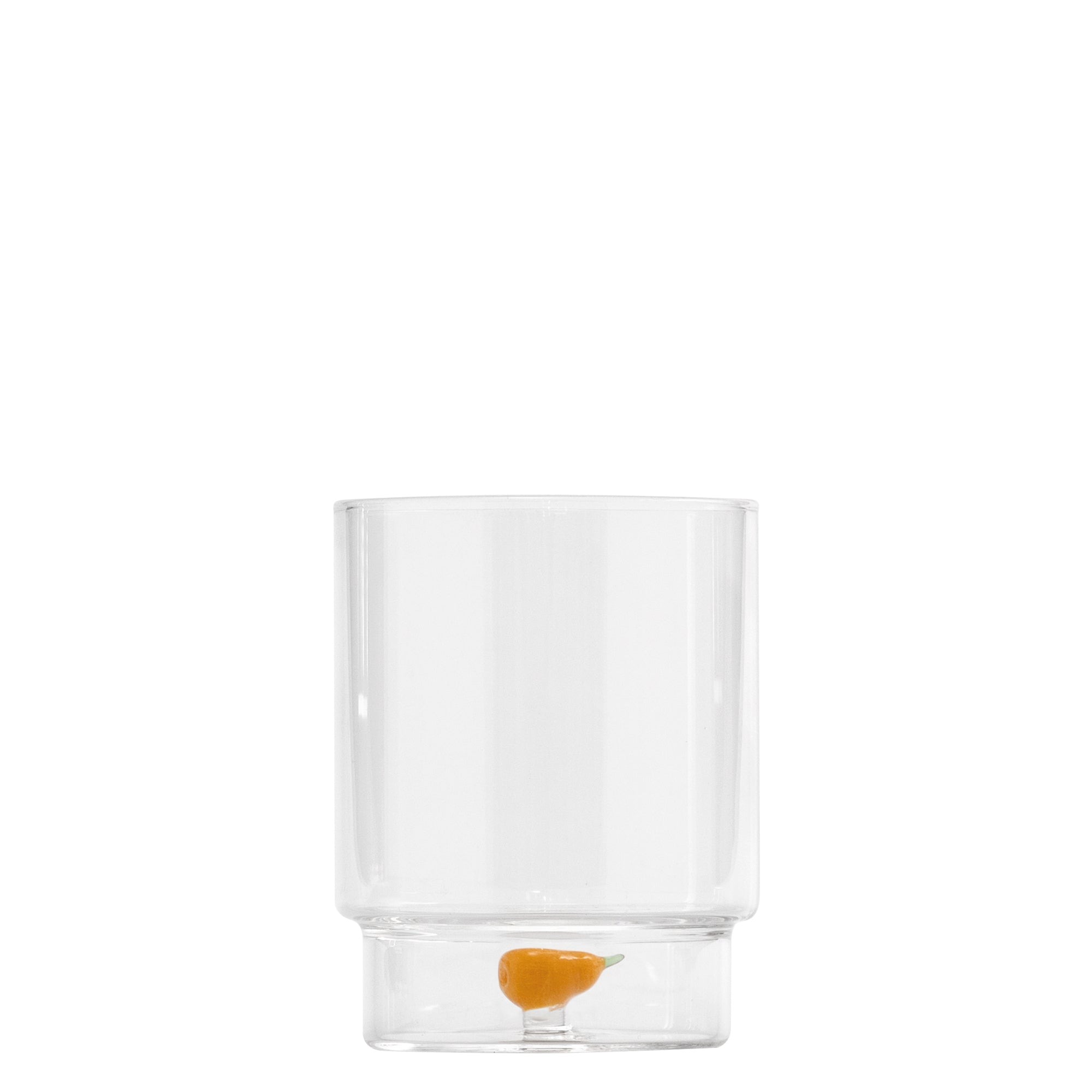 Zafferano Teca Frutta - Juego de 6 Vasos de Vidrio Borosilicato con Pera - Vaso de 35 cl con Doble Fondo Decorado a Mano, Fácilmente Lavable