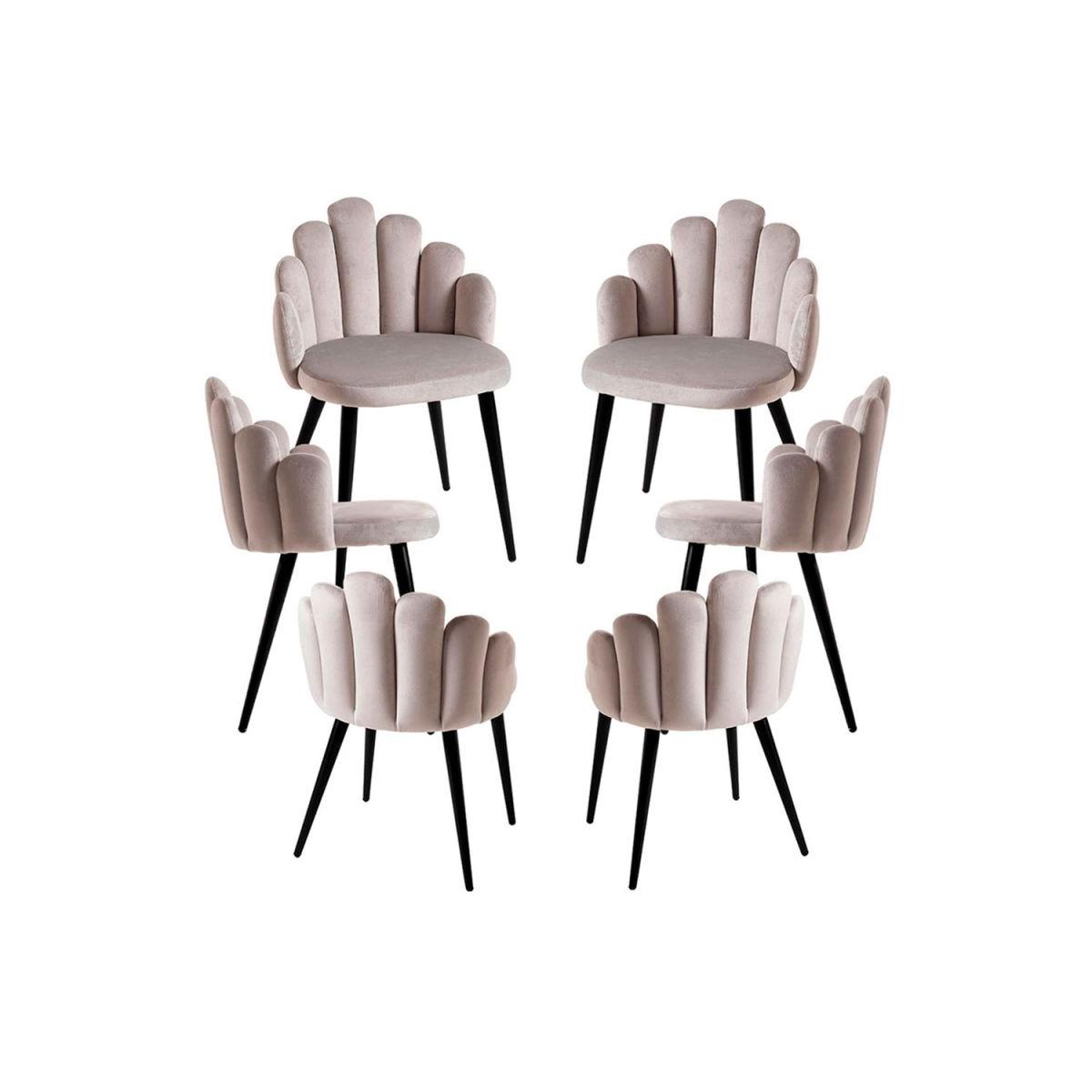 Regalos Miguel - Packs Sillas Comedor - Pack 6 Sillas Hand Patas Negras Terciopelo - Gris