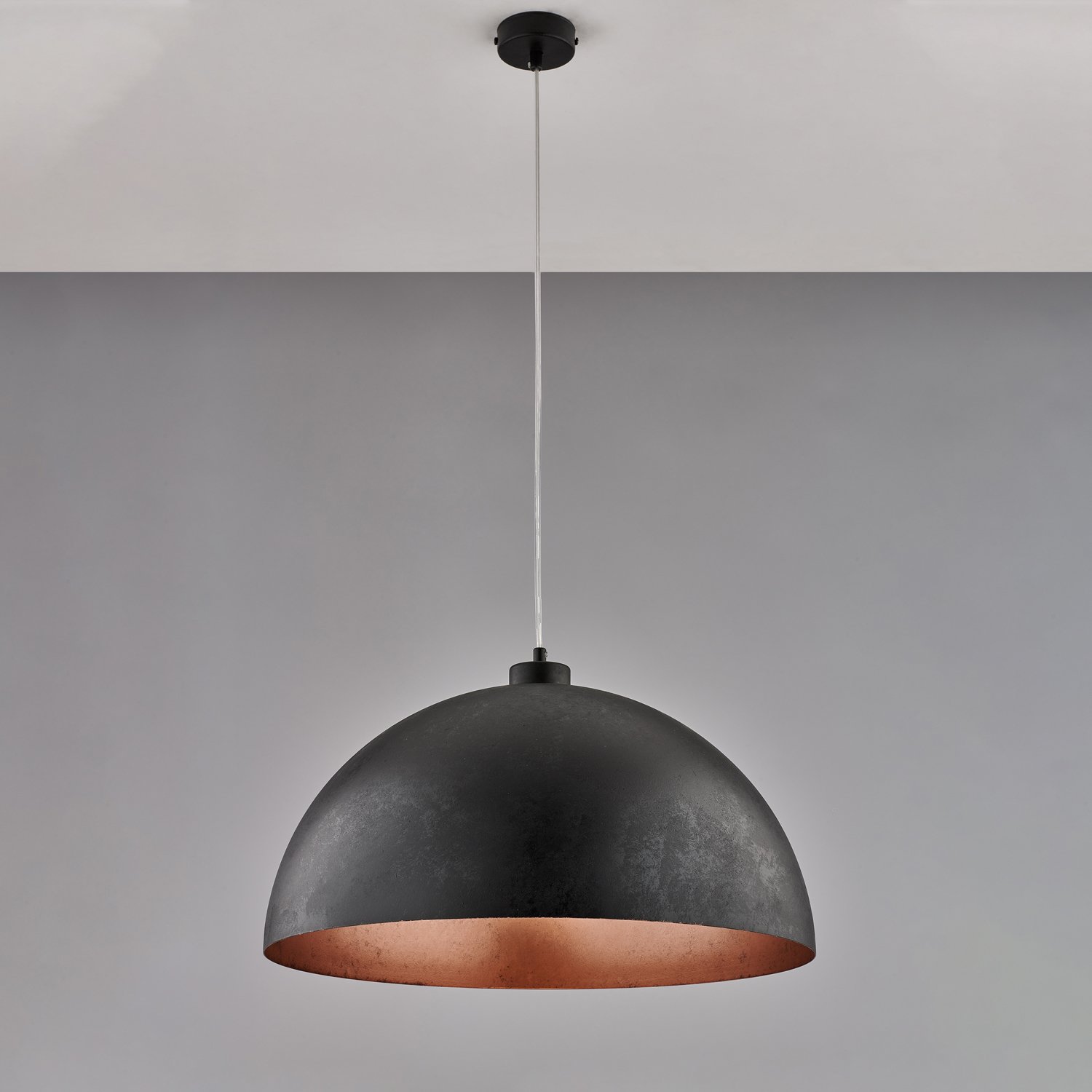 Suspensión Industrial 1 Luz Marcus Lacado Hierro Negro Y Cobre Diam 50
