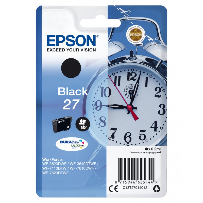 Epson - Alarm clock Singlepack Black 27 DURABrite Ultra Ink C13T27014012