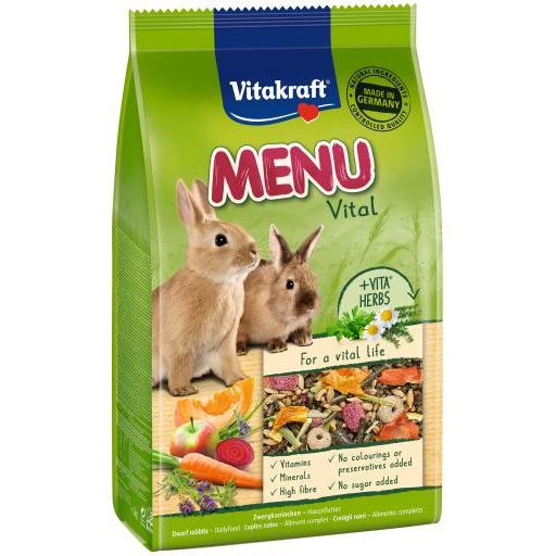 Vitakraft Pienso Menú para Conejos Enanos (Roedores , Piensos y mezclas) - 3 Kg