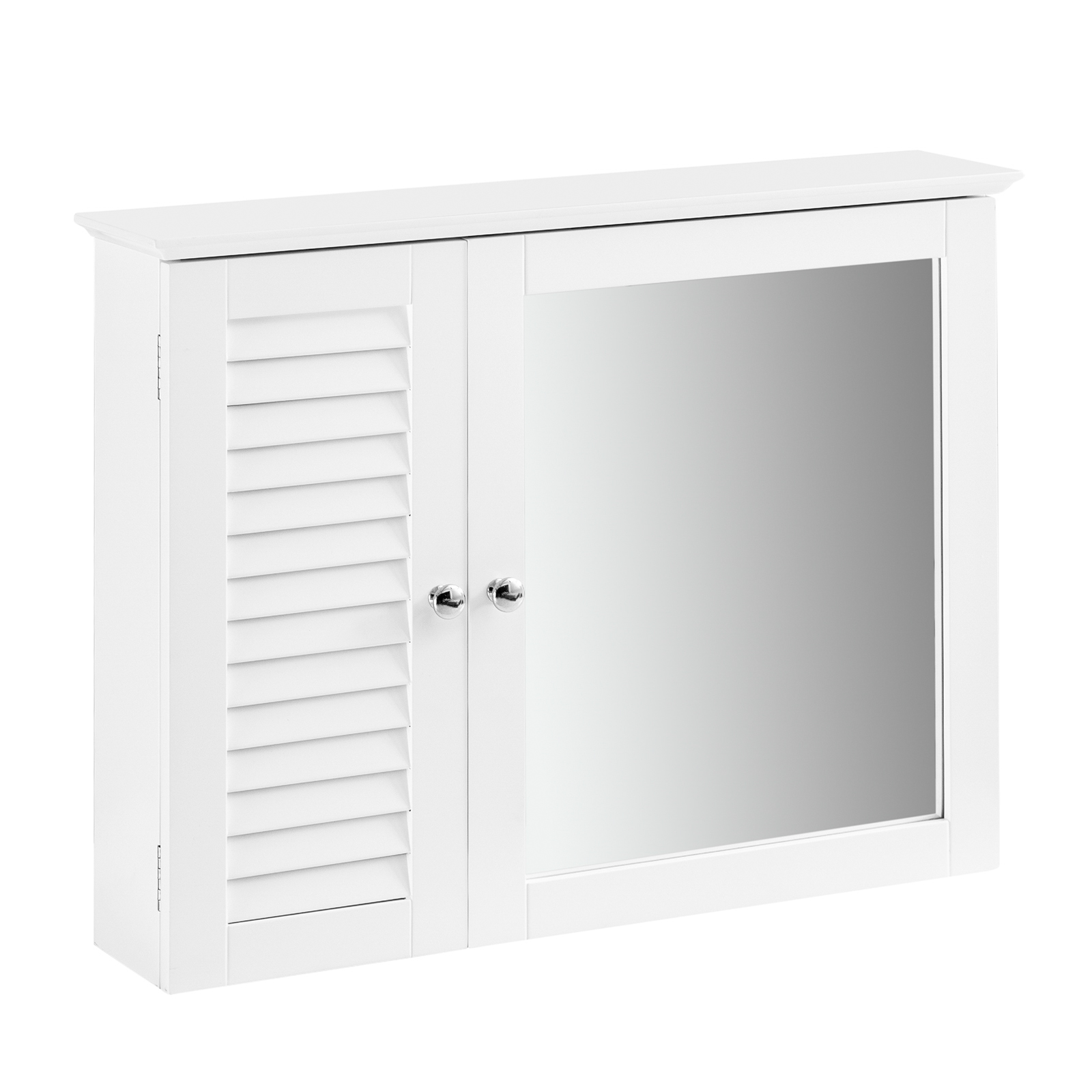 SoBuy Mueble de Pared con Espejo Armario Suspendido con Puerta Blanco Medidas: 65x15x49cm BZR55-W ES