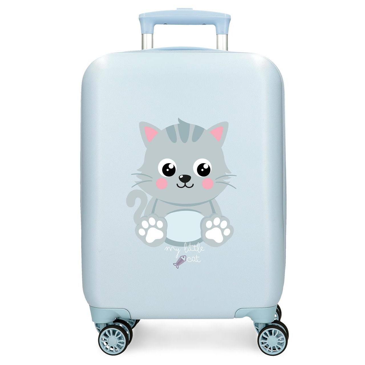 Maleta de cabina Roll road Happy pets azul claro 33x50x20 cm