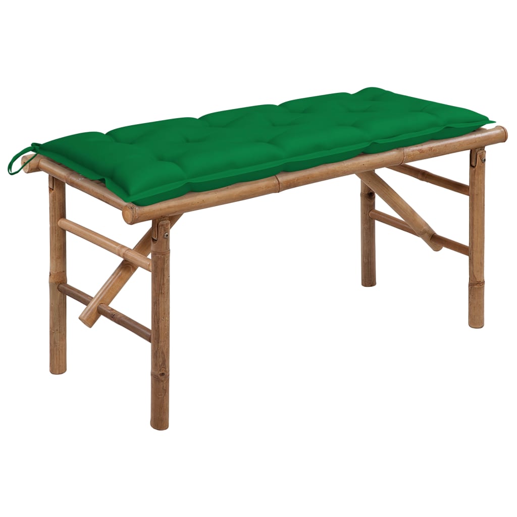 vidaXL Banco de jardín plegable con cojín bambú 118 cm en color Crema/Rojo/Taupé y más | acolchados duraderos para sofás de jardín terraza exterior