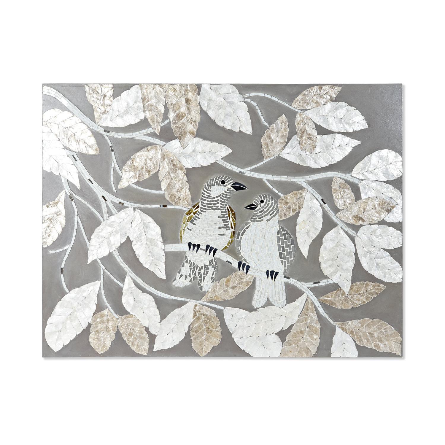 Decoracion Pared Cristal Mdf 90X4X70 Hojas Pajaros El mejor complemento para tu hogar  -Fijalo-