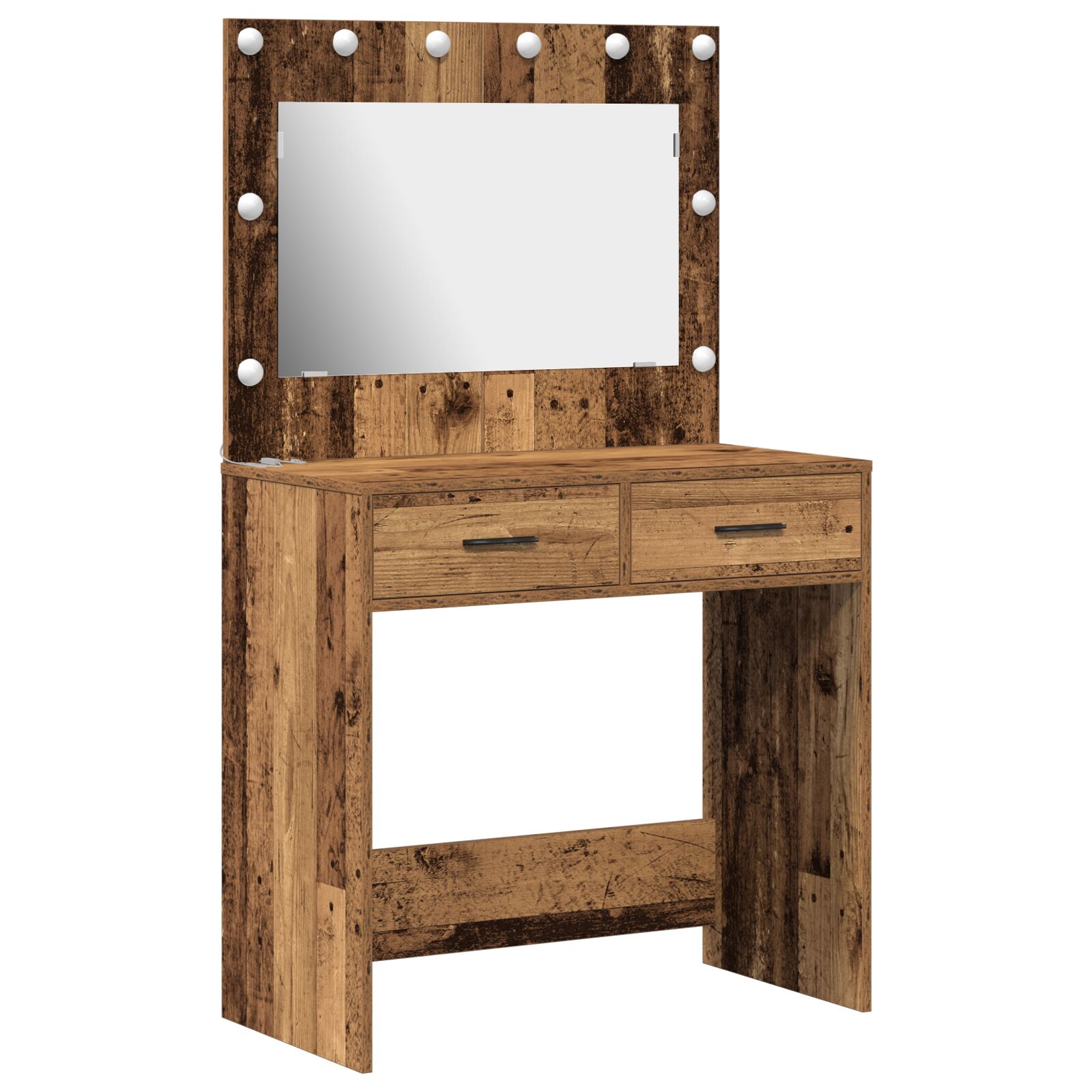 Mesa de Maquillaje vidaXL con Luces LED Madera Vieja 78,5x41x135 cm